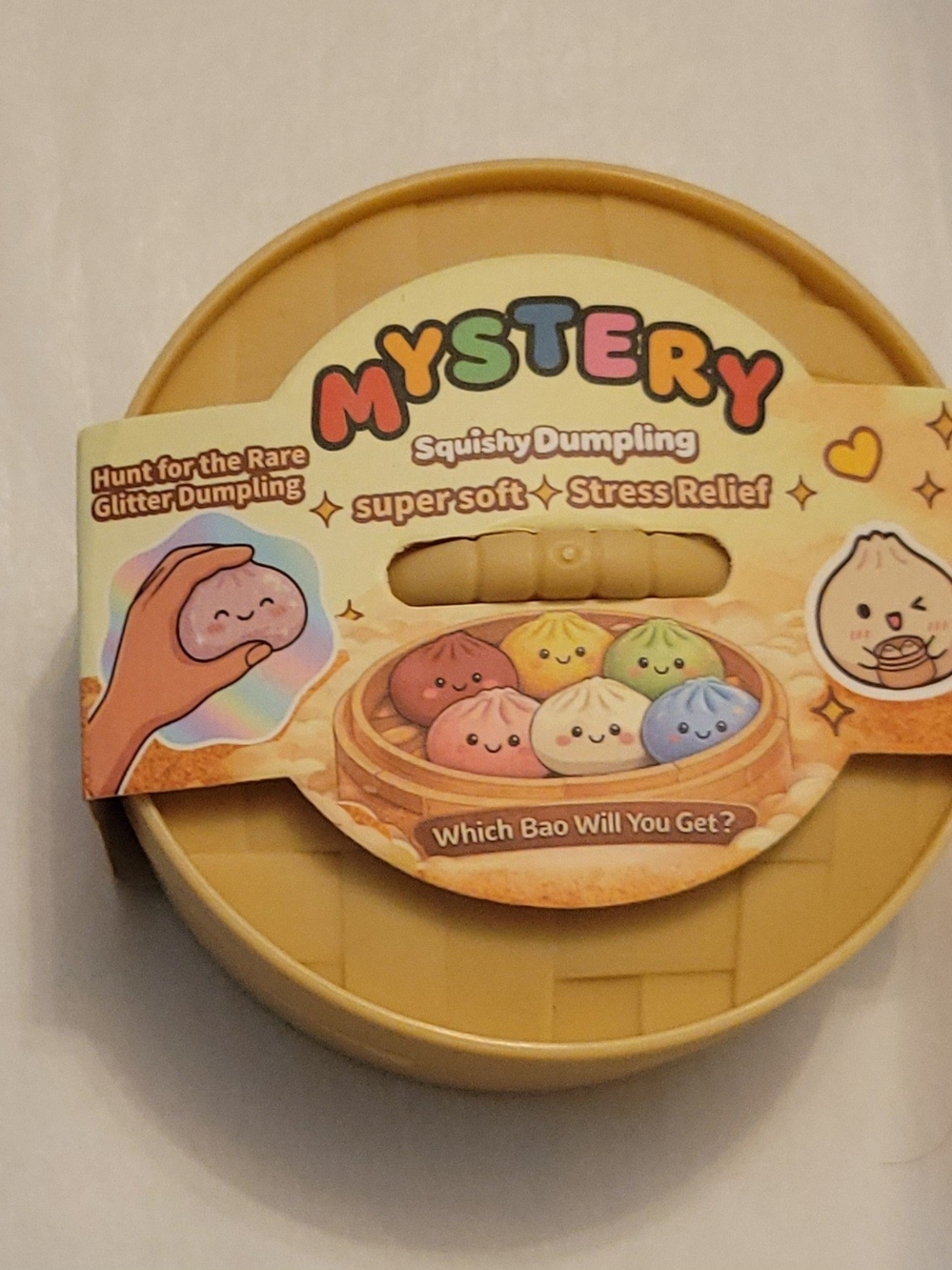 Mystery Squishy Dumpling Stress Toy - PINK GLITTER RARE